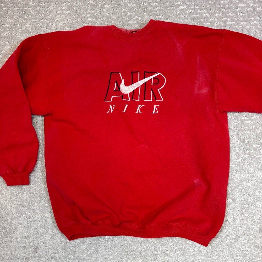 Vintage 90s Nike Spellout Swoosh Crewneck Sweatshirt Made in USA‎ Sz XL Red